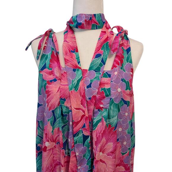 Vintage 1970s Handmade Floral Maxi Dress - Women's Large - Picture 5 of 8